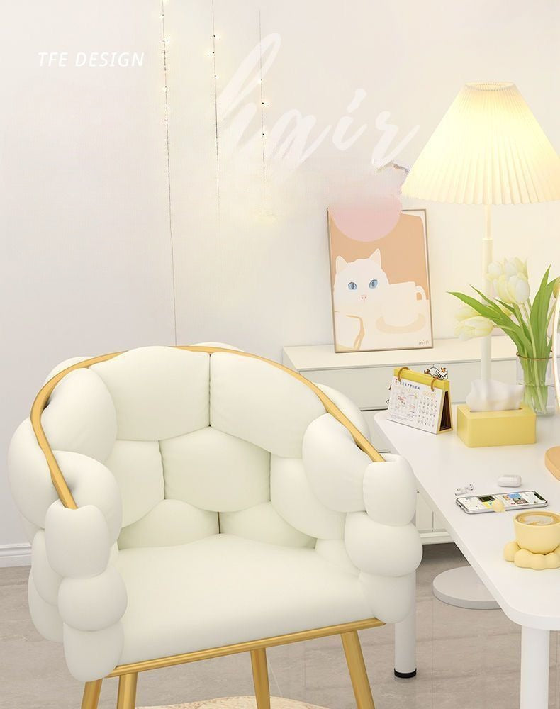 Luxury Memory Foam Salon & Spa Chair with Solid Back and Manual Recliner Button