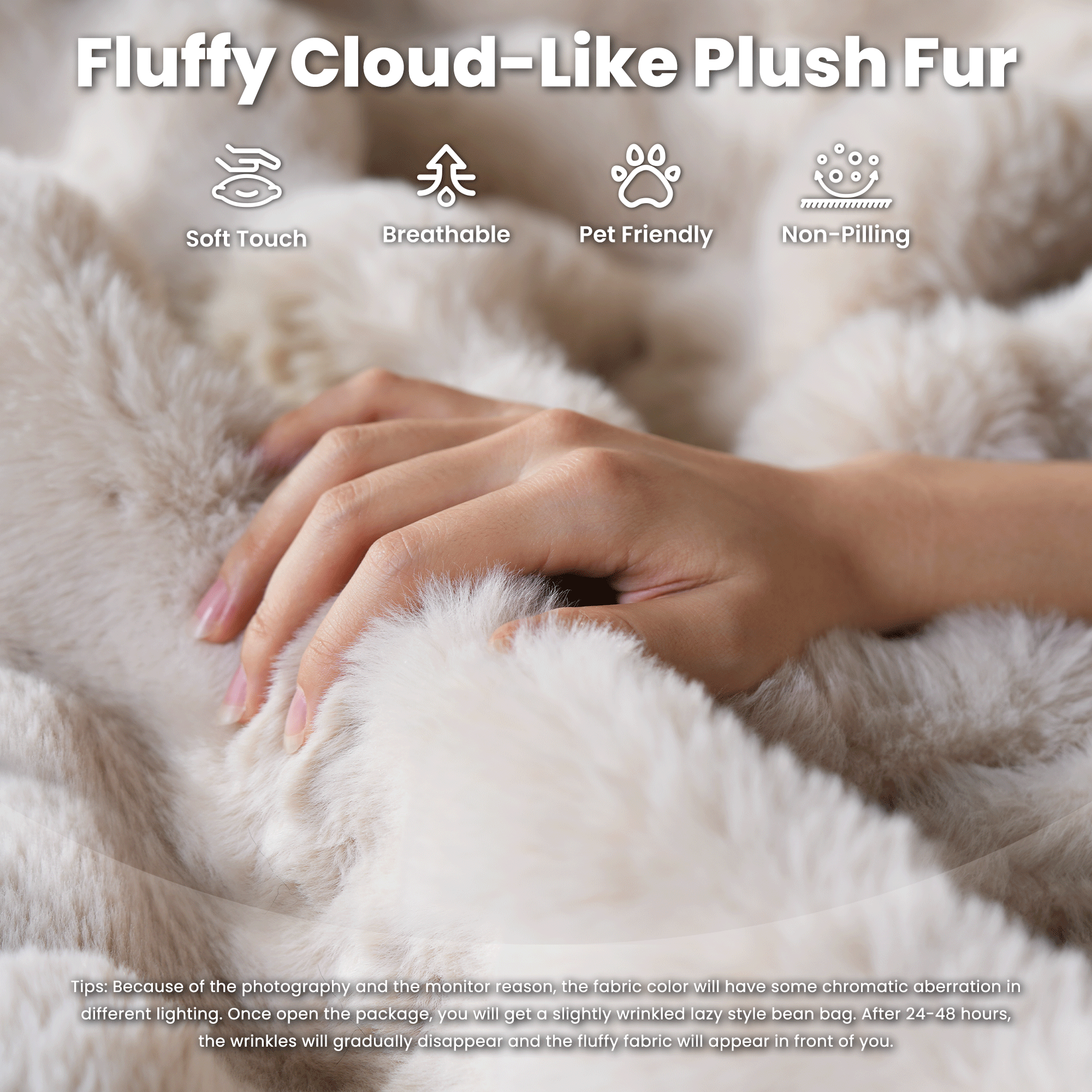 Luxurious Fluffy Faux Fur Bean Bag Couch