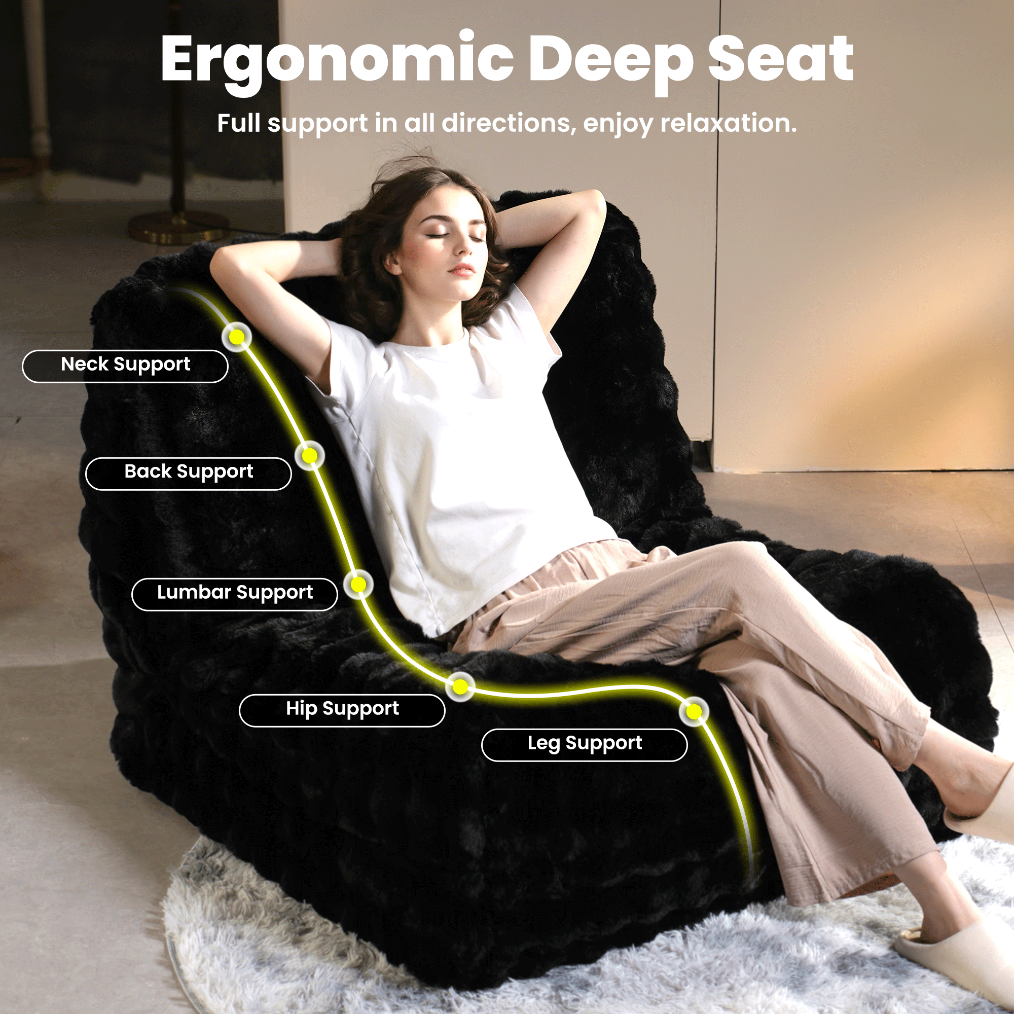 Luxurious Fluffy Faux Fur Bean Bag Couch