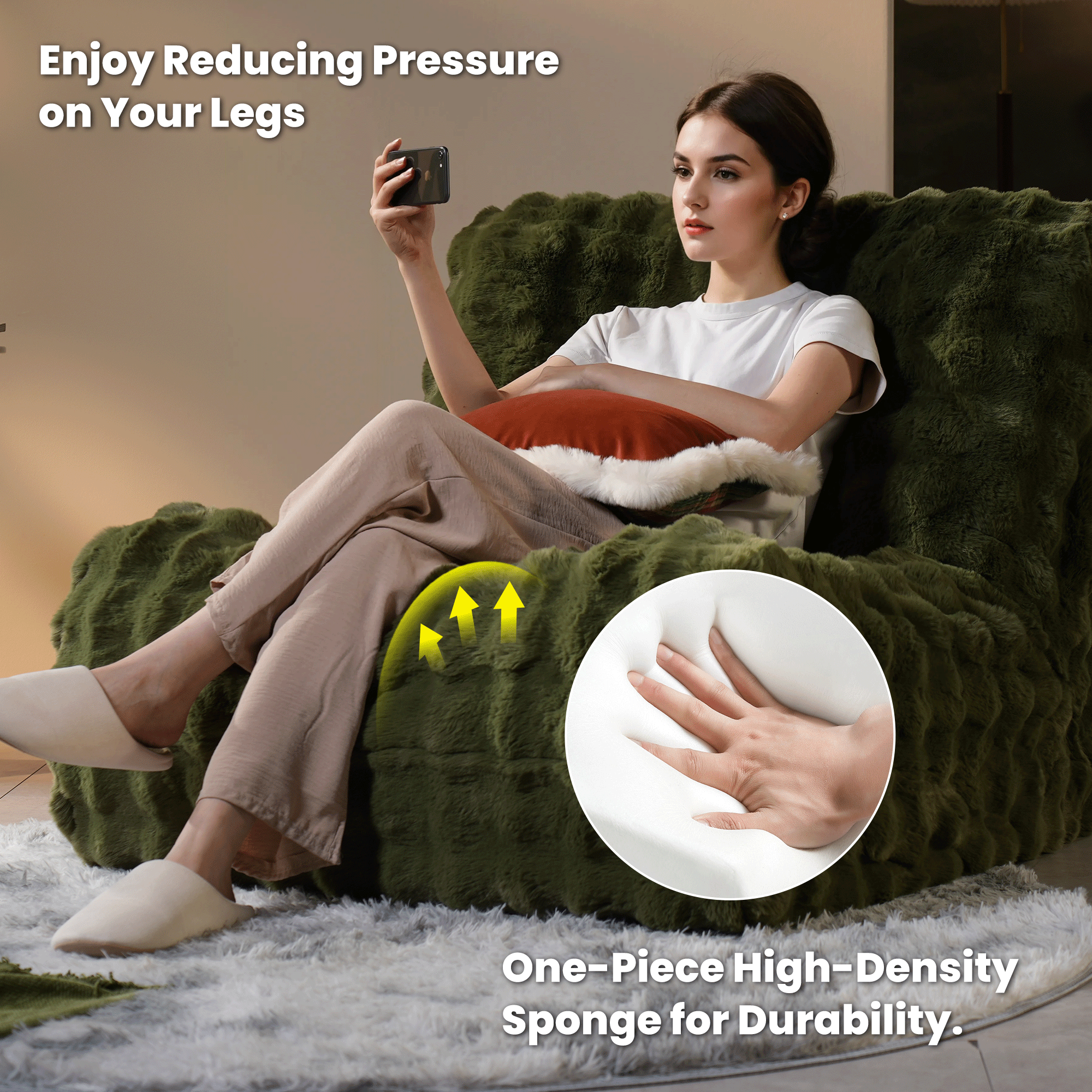 Luxurious Fluffy Faux Fur Bean Bag Couch