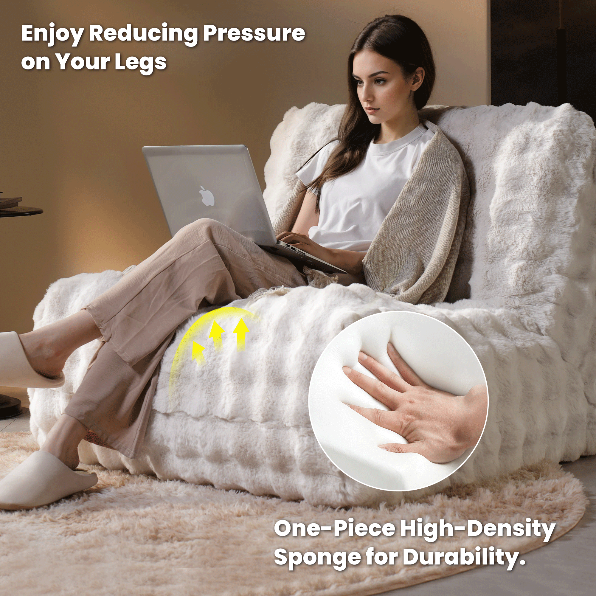 Luxurious Fluffy Faux Fur Bean Bag Couch