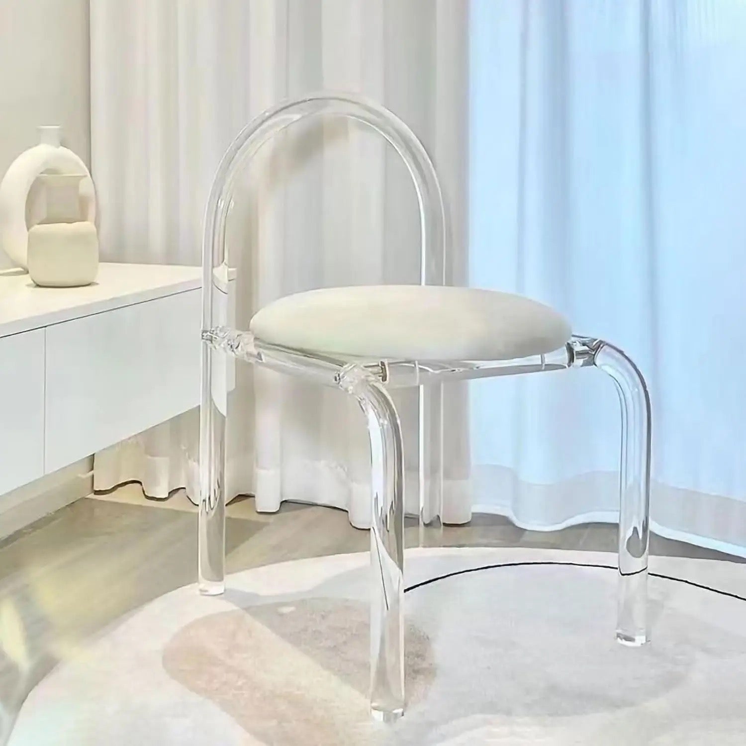 Clear Acrylic Accent Chair with Velvet Cushion
