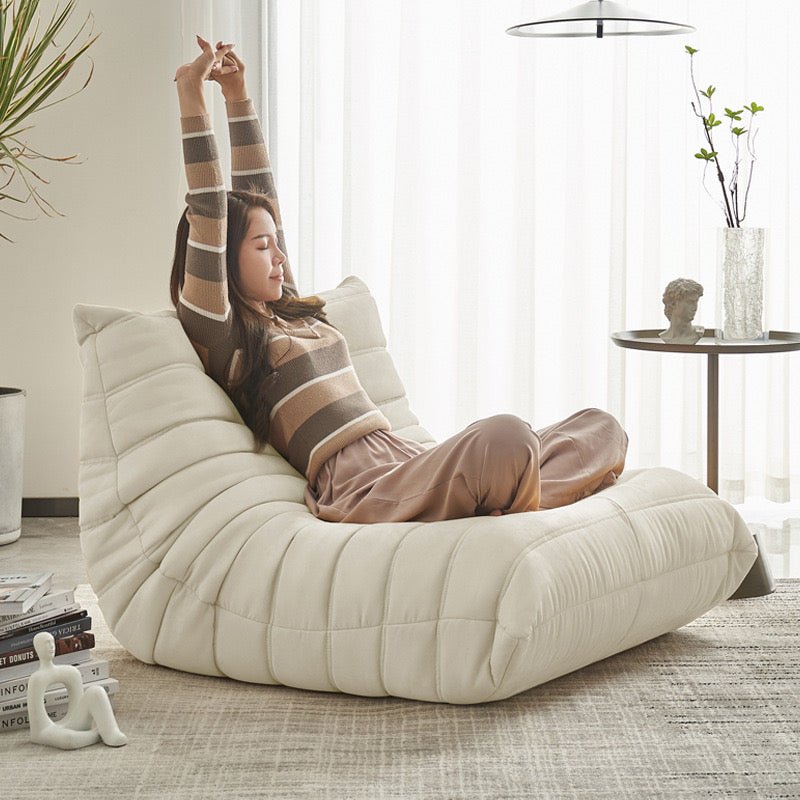 Modern Large White Velvet Lazy Chair