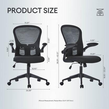 Ergonomic Adjustable Mesh Office Chair, Lumbar Support, 4 Colors