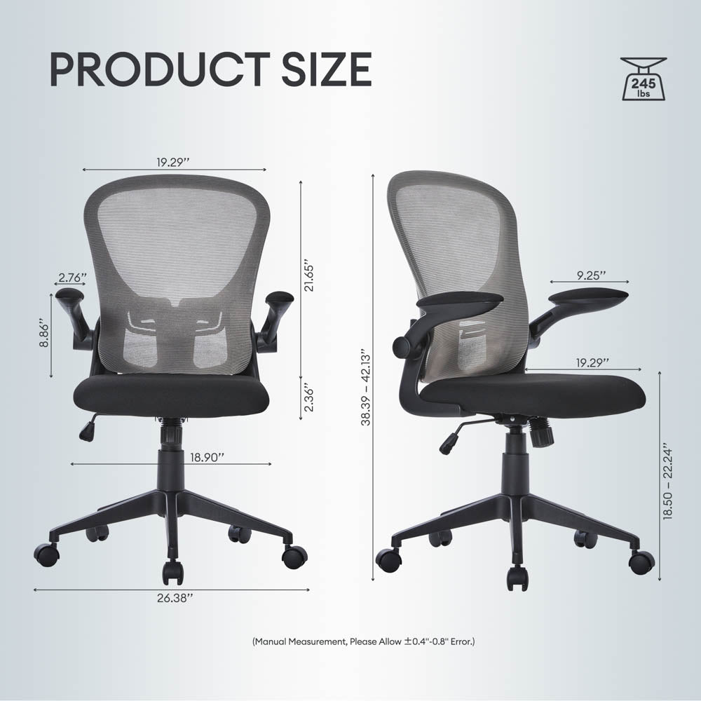 Ergonomic Adjustable Mesh Office Chair, Lumbar Support, 4 Colors