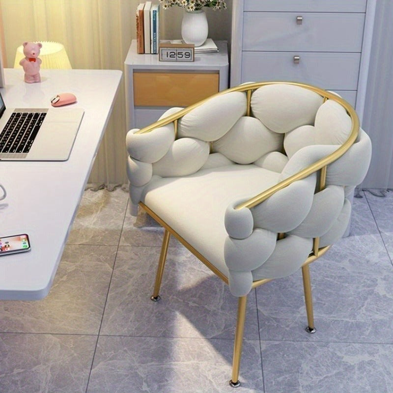 Luxury Memory Foam Salon &amp; Spa Chair with Solid Back and Manual Recliner Button