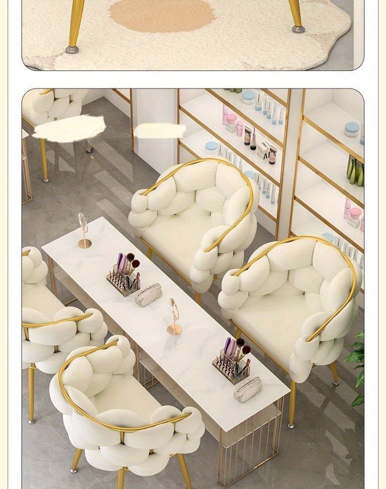 Luxury Memory Foam Salon &amp; Spa Chair with Solid Back and Manual Recliner Button
