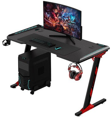 Gaming Desk Computer Table with RGB Lighting, Cup Holder and Headphone Hook - Odyssey8