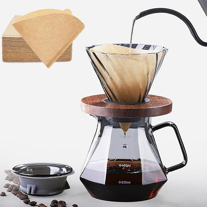 Pour Over Coffee Maker Dripper Set, 600ml Glass Coffee Server Pot Size 02