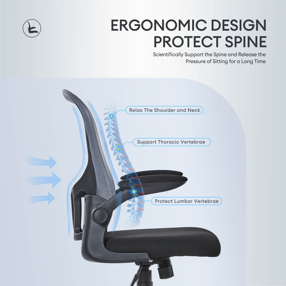 Ergonomic Adjustable Mesh Office Chair, Lumbar Support, 4 Colors