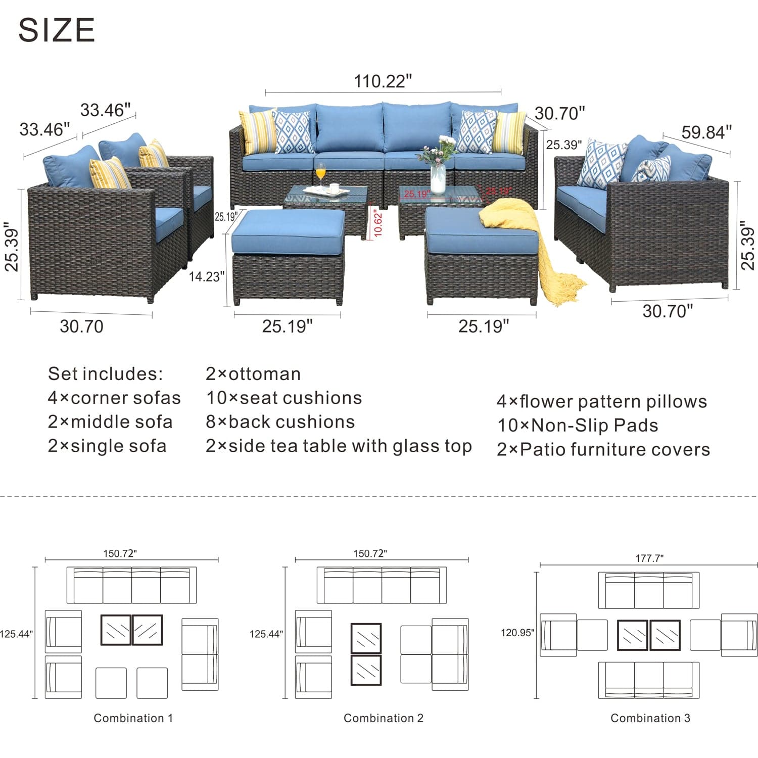 Patio Furniture Set Bigger Size 12-Piece, King Series, Fully Assembled