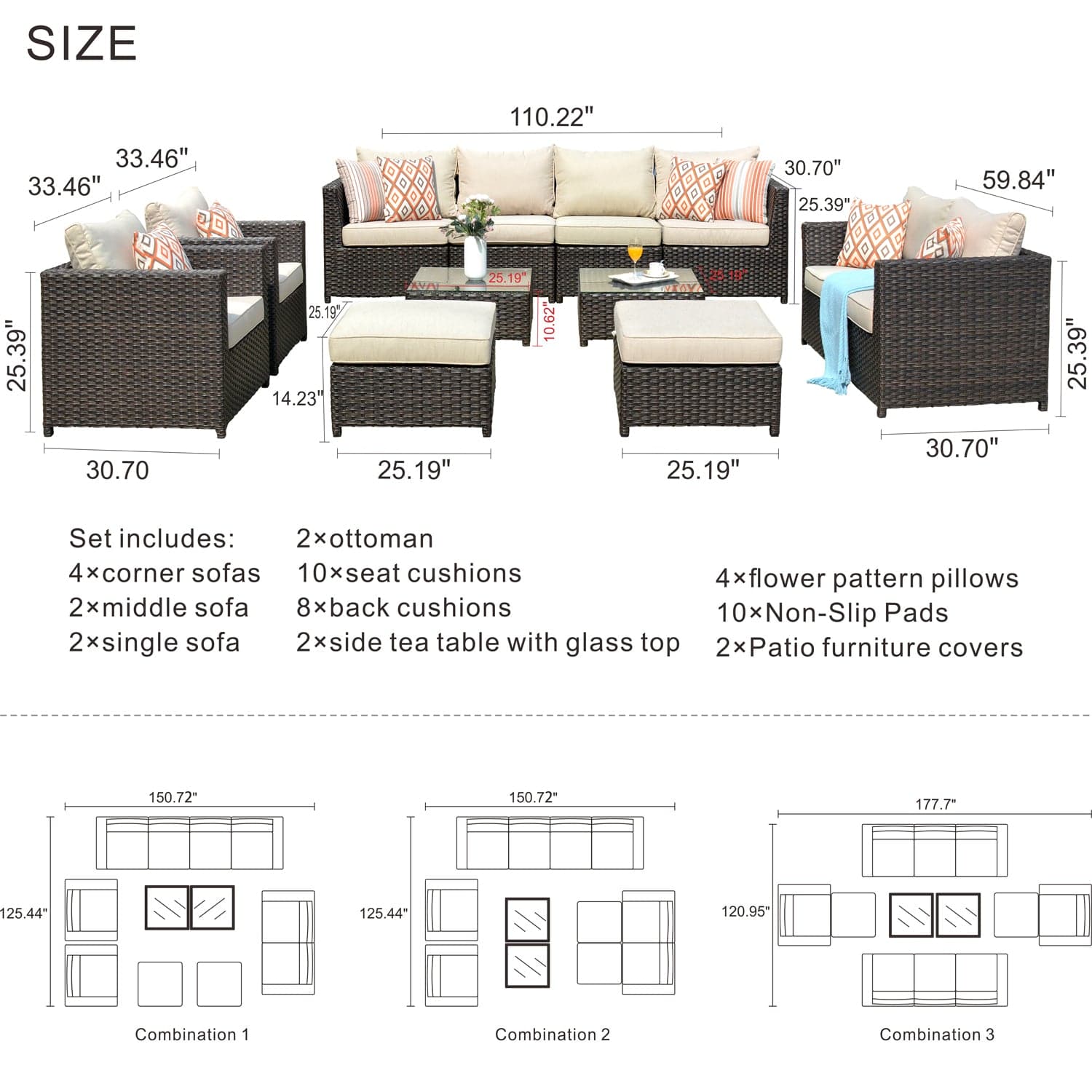 Patio Furniture Set Bigger Size 12-Piece, King Series, Fully Assembled