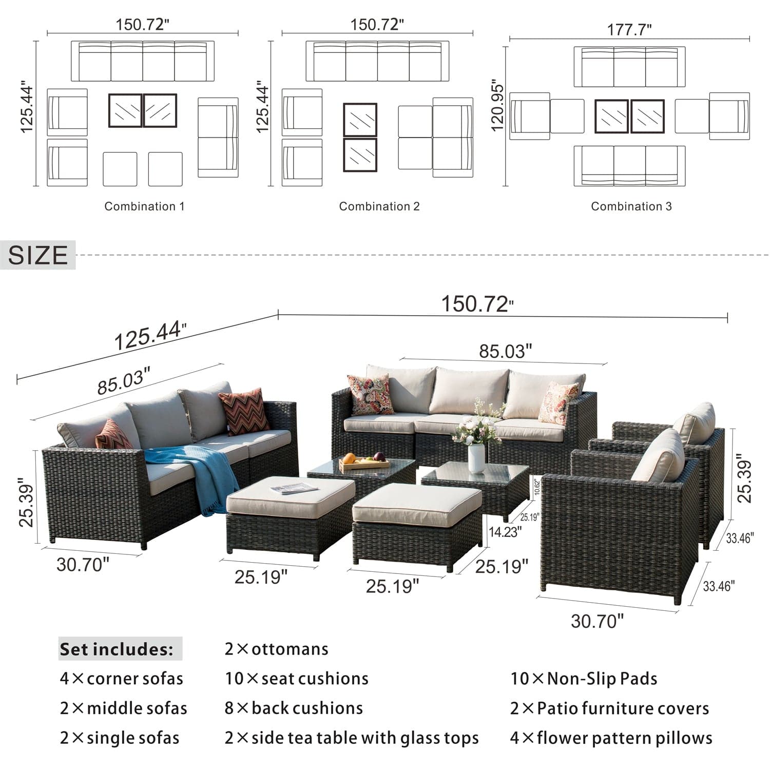 Patio Furniture Set Bigger Size 12-Piece, King Series, Fully Assembled