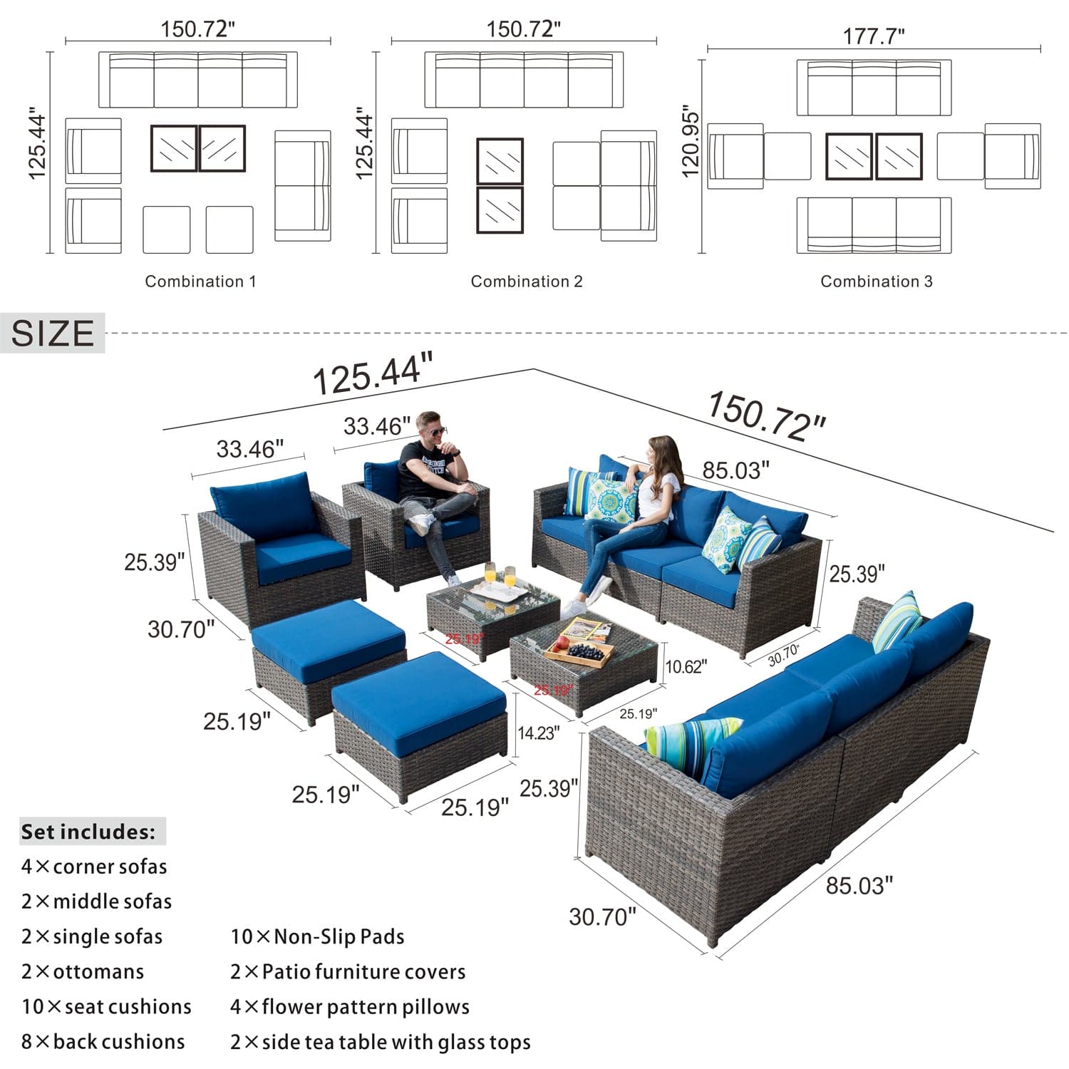 Patio Furniture Set Bigger Size 12-Piece, King Series, Fully Assembled