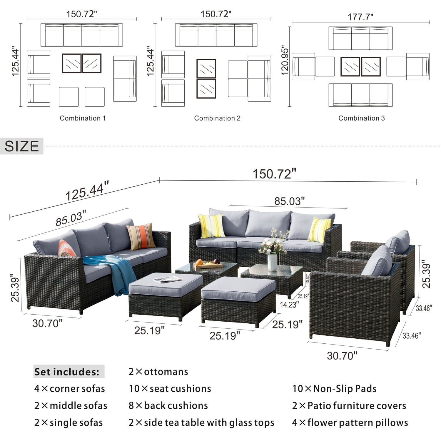 Patio Furniture Set Bigger Size 12-Piece, King Series, Fully Assembled