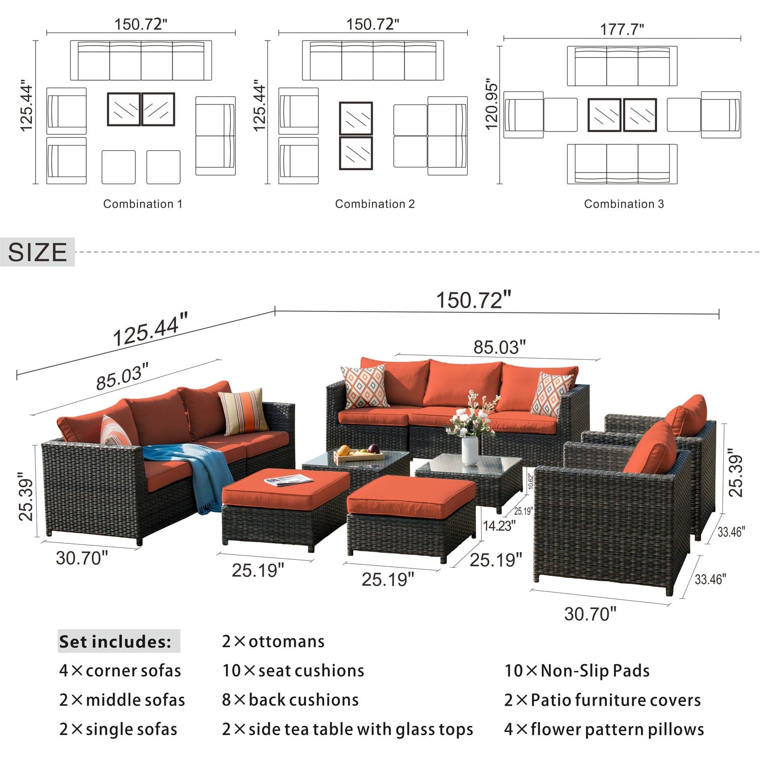 Patio Furniture Set Bigger Size 12-Piece, King Series, Fully Assembled