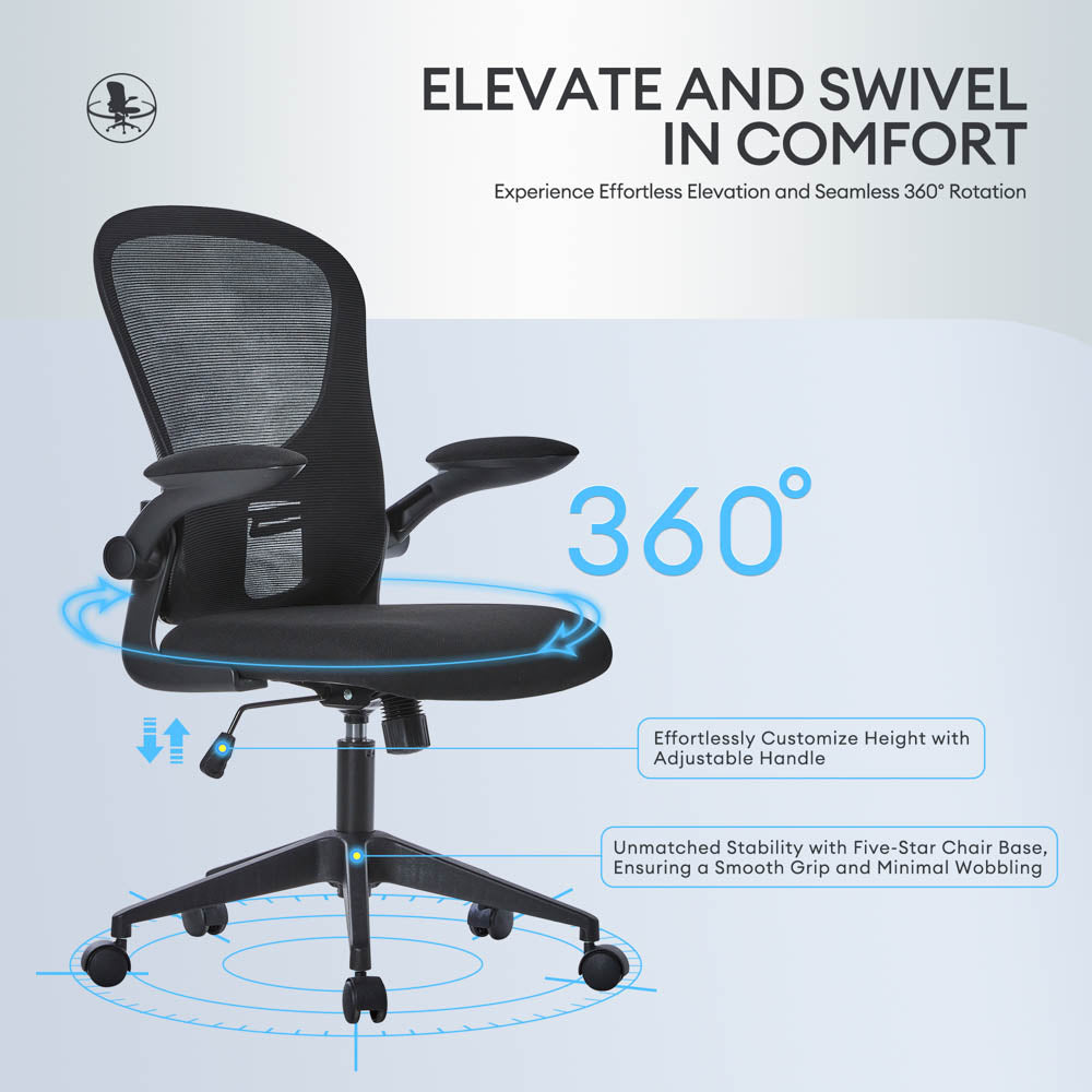 Ergonomic Adjustable Mesh Office Chair, Lumbar Support, 4 Colors