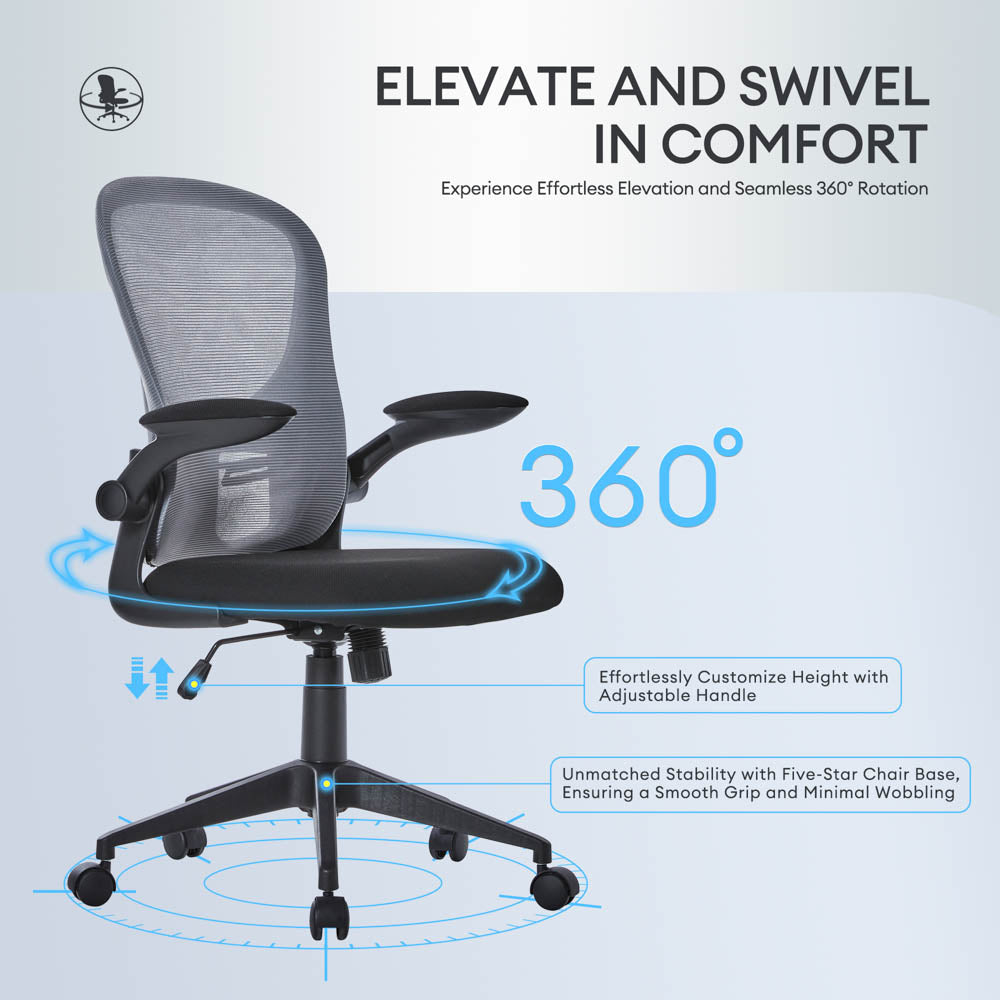 Ergonomic Adjustable Mesh Office Chair, Lumbar Support, 4 Colors