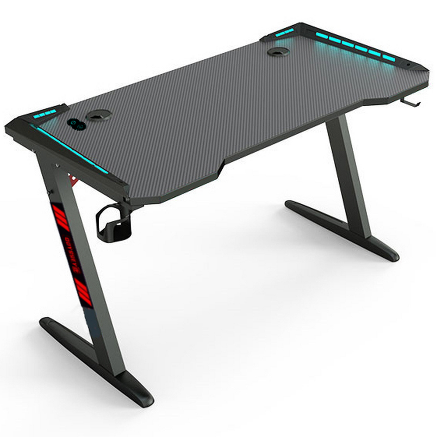 1.2m Gaming Desk Office Table Desktop with LED light &amp; Effects - Black