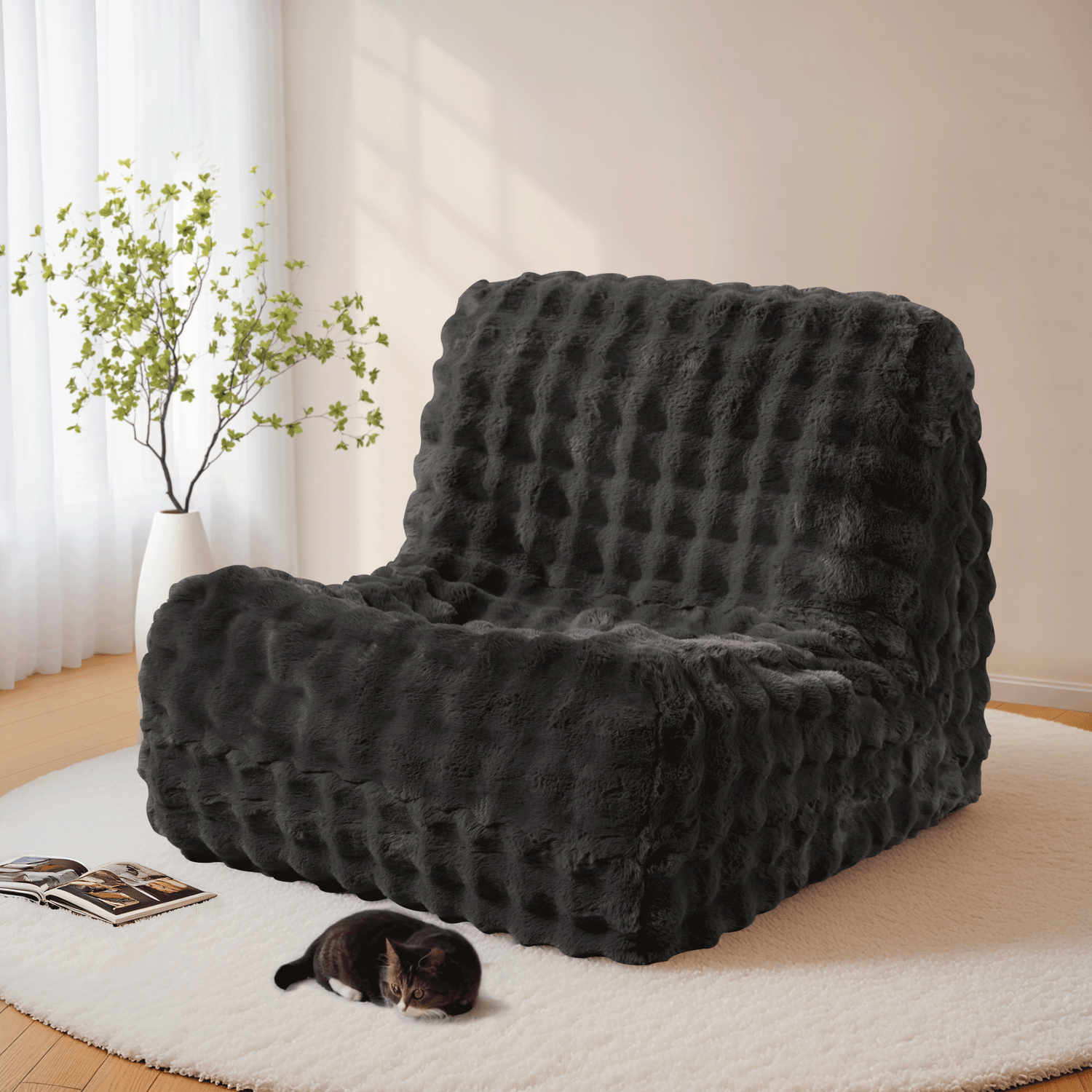 Luxurious Fluffy Faux Fur Bean Bag Couch