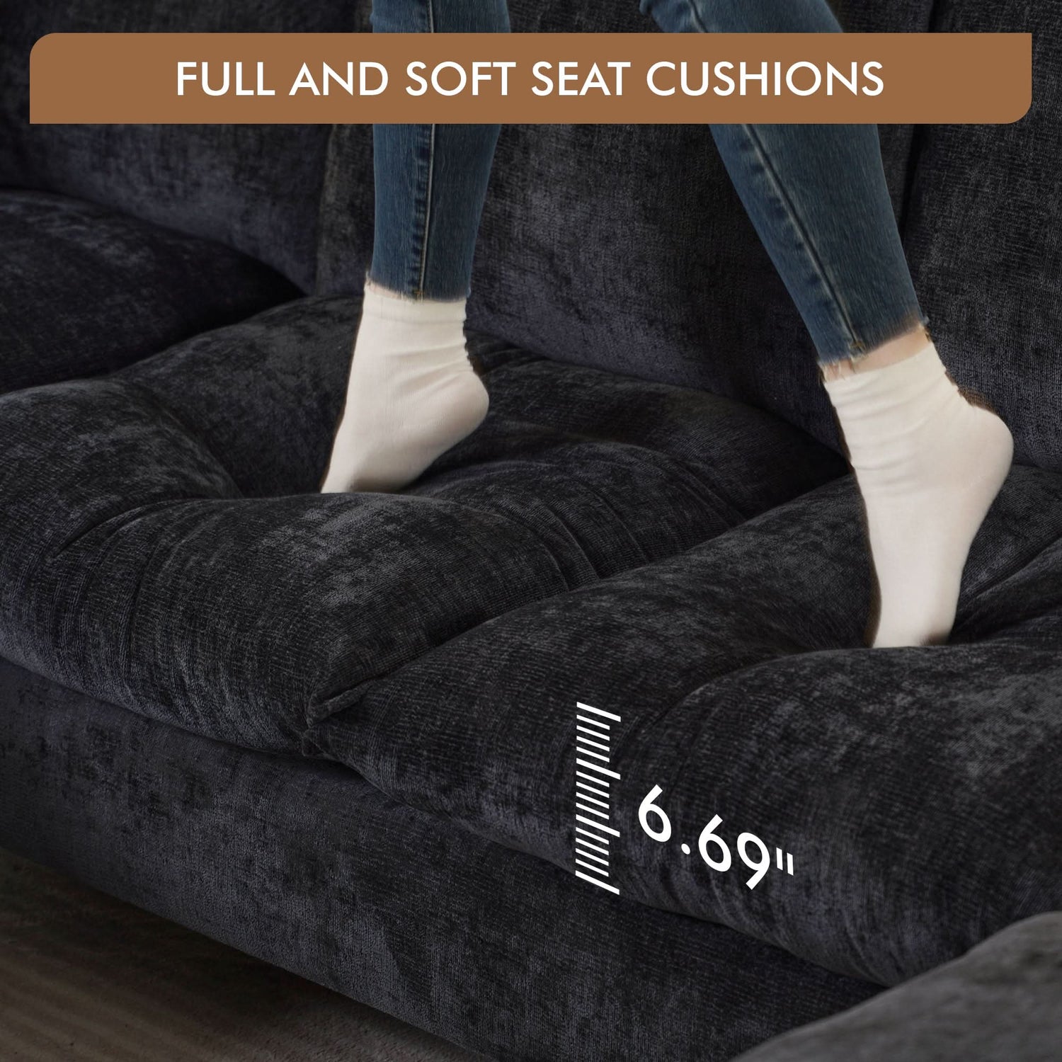 113.7&quot; Modular Sectional Sofa Couch, U-Shaped Cloud Couches with Ottoman Chaise and Thick Cushions