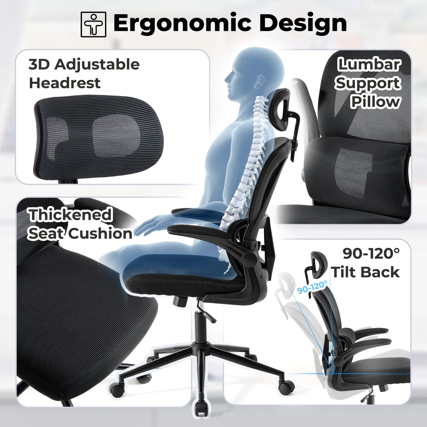 Office Chair, Ergonomic High Back,Lumbar Support