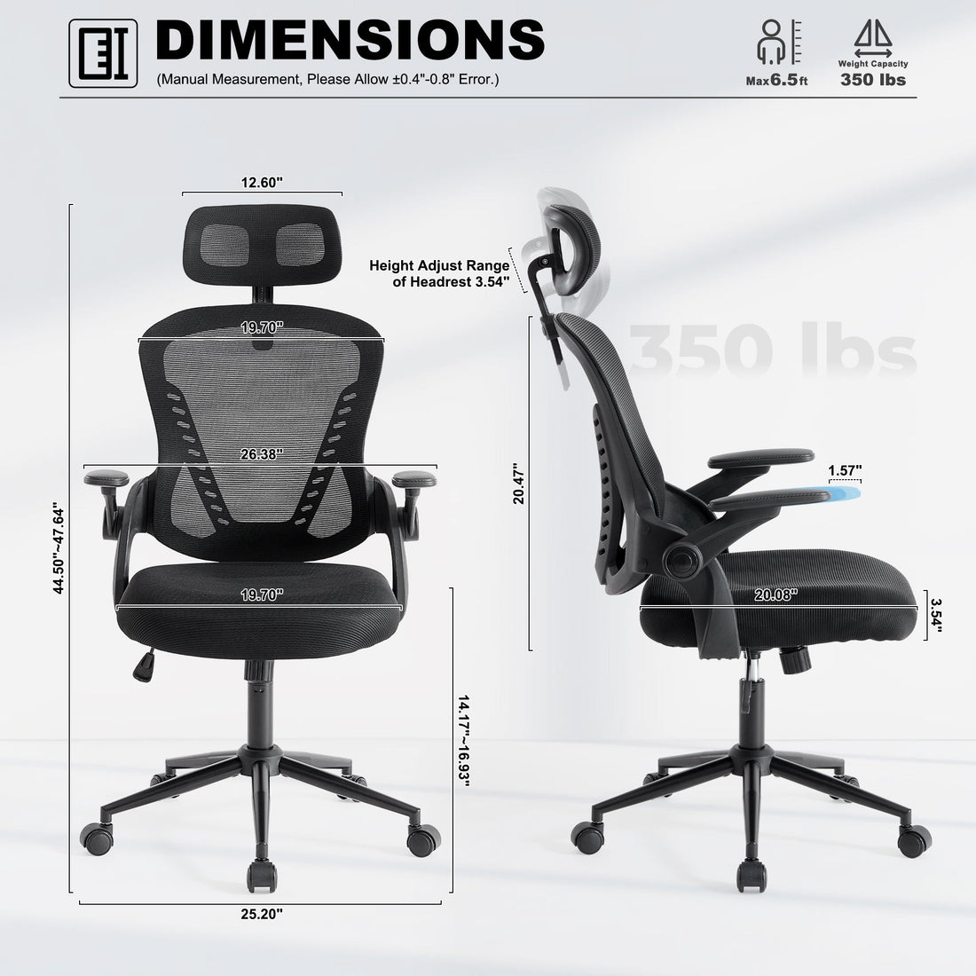 Office Chair, Ergonomic High Back,Adjustable Armrests