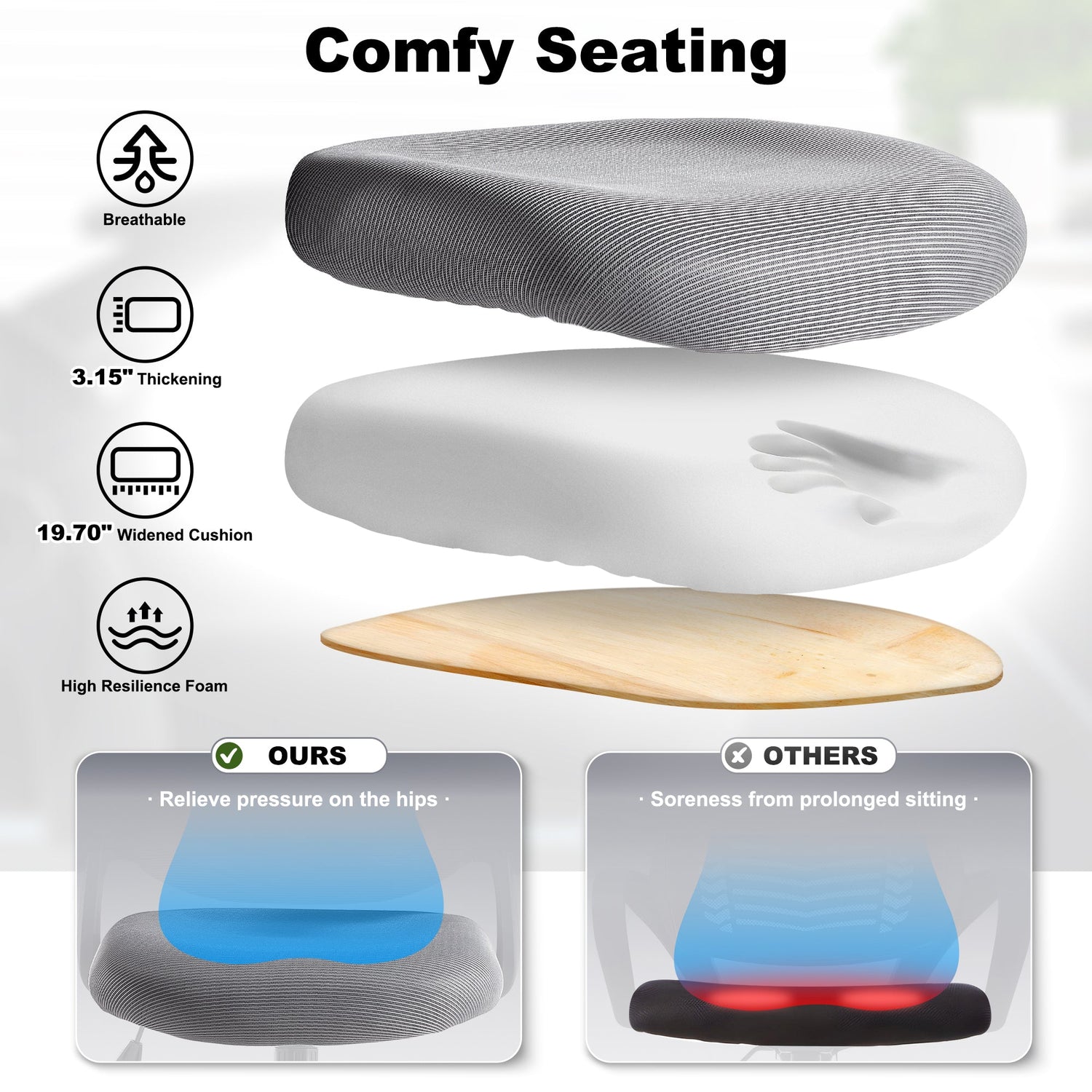 Office Chair, Ergonomic High Back,Adjustable Armrests