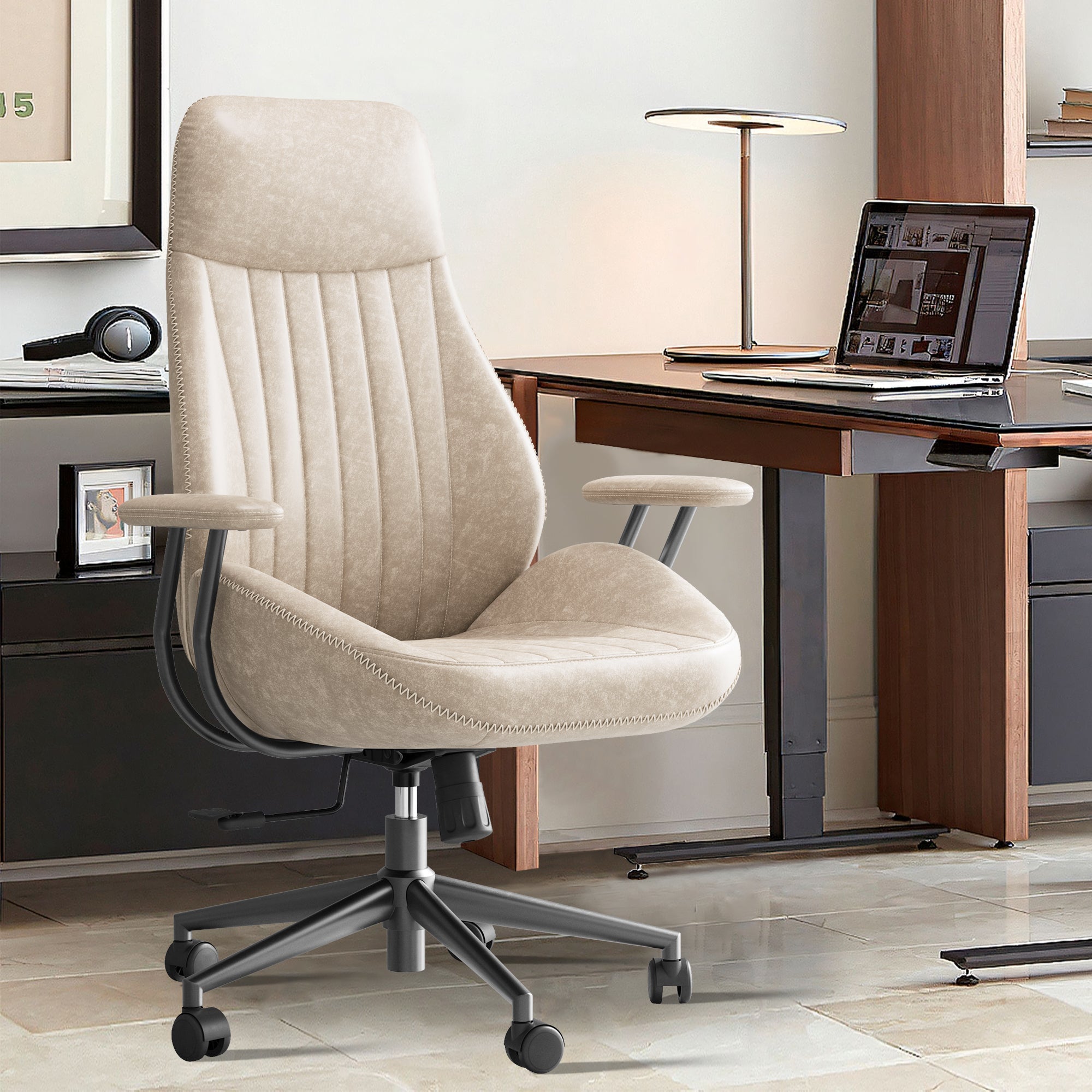 Ovios Office Chair Ergonomic High Back Suede Fabric for Executive or Home Office