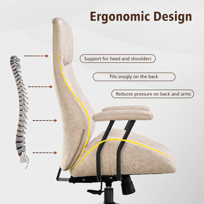 Office Chair Ergonomic High Back Suede Fabric for Executive or Home Office