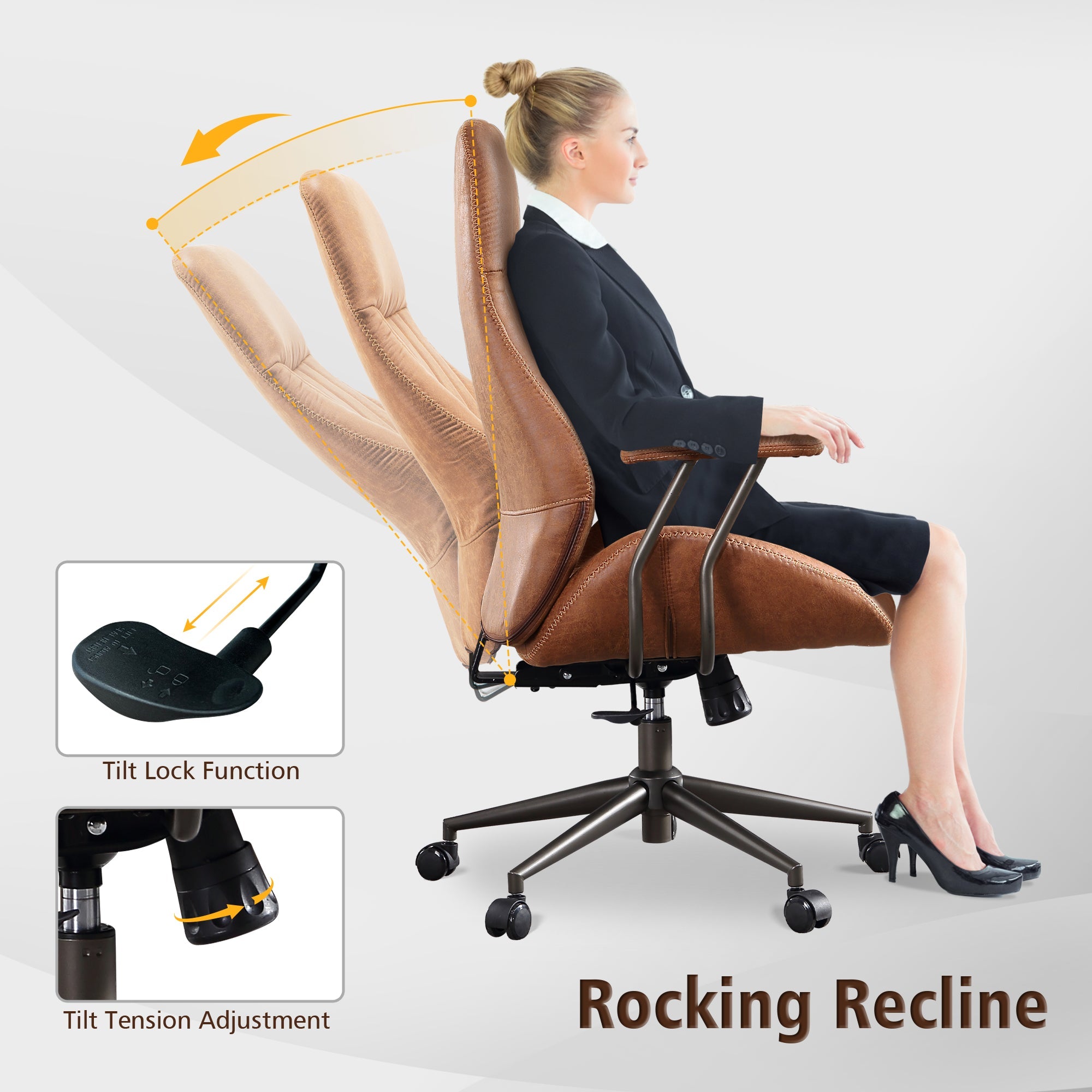 Office Chair Ergonomic High Back Suede Fabric for Executive or Home Office