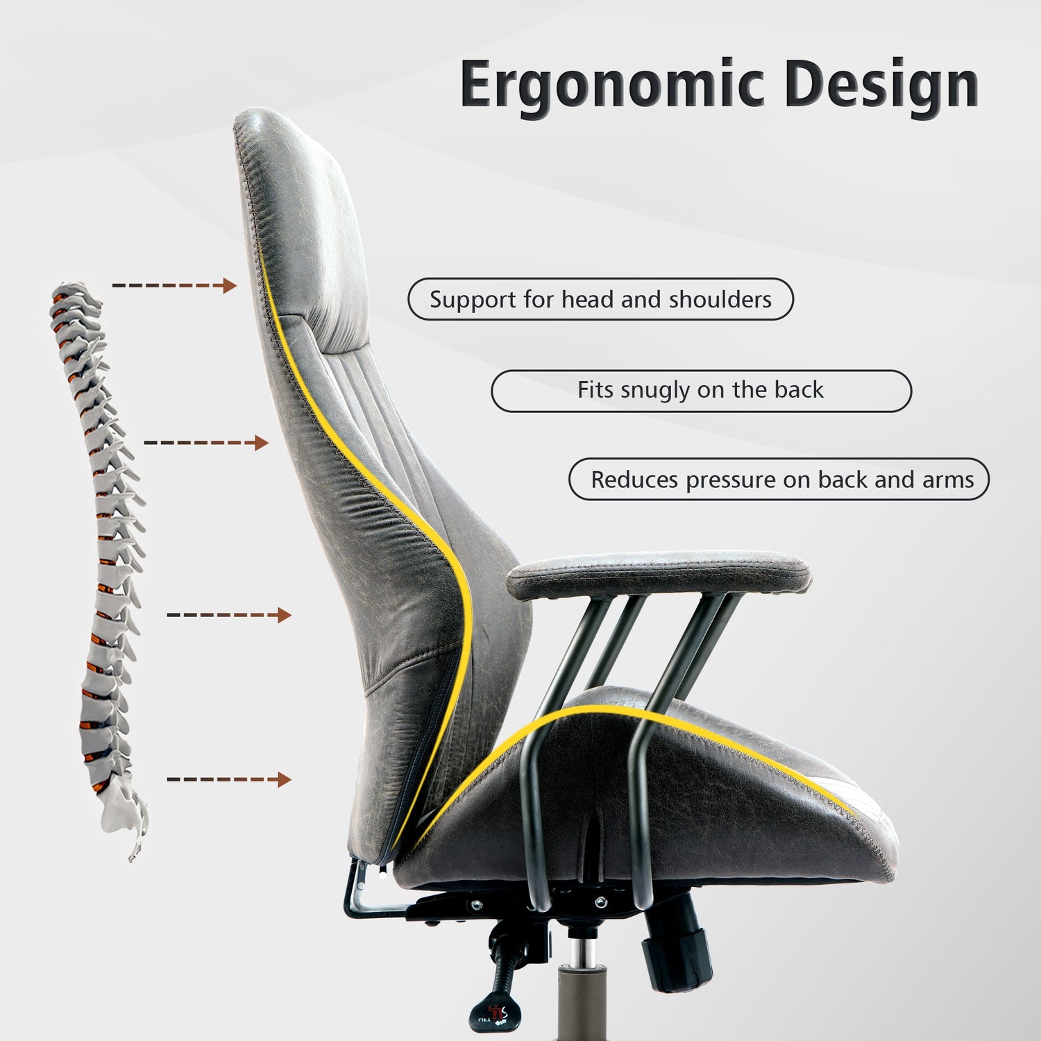 Office Chair Ergonomic High Back Suede Fabric for Executive or Home Office