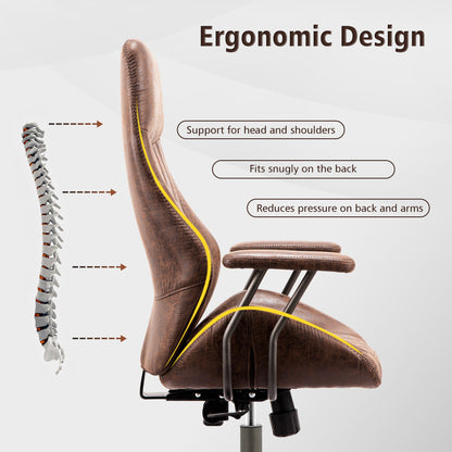 Office Chair Ergonomic High Back Suede Fabric for Executive or Home Office