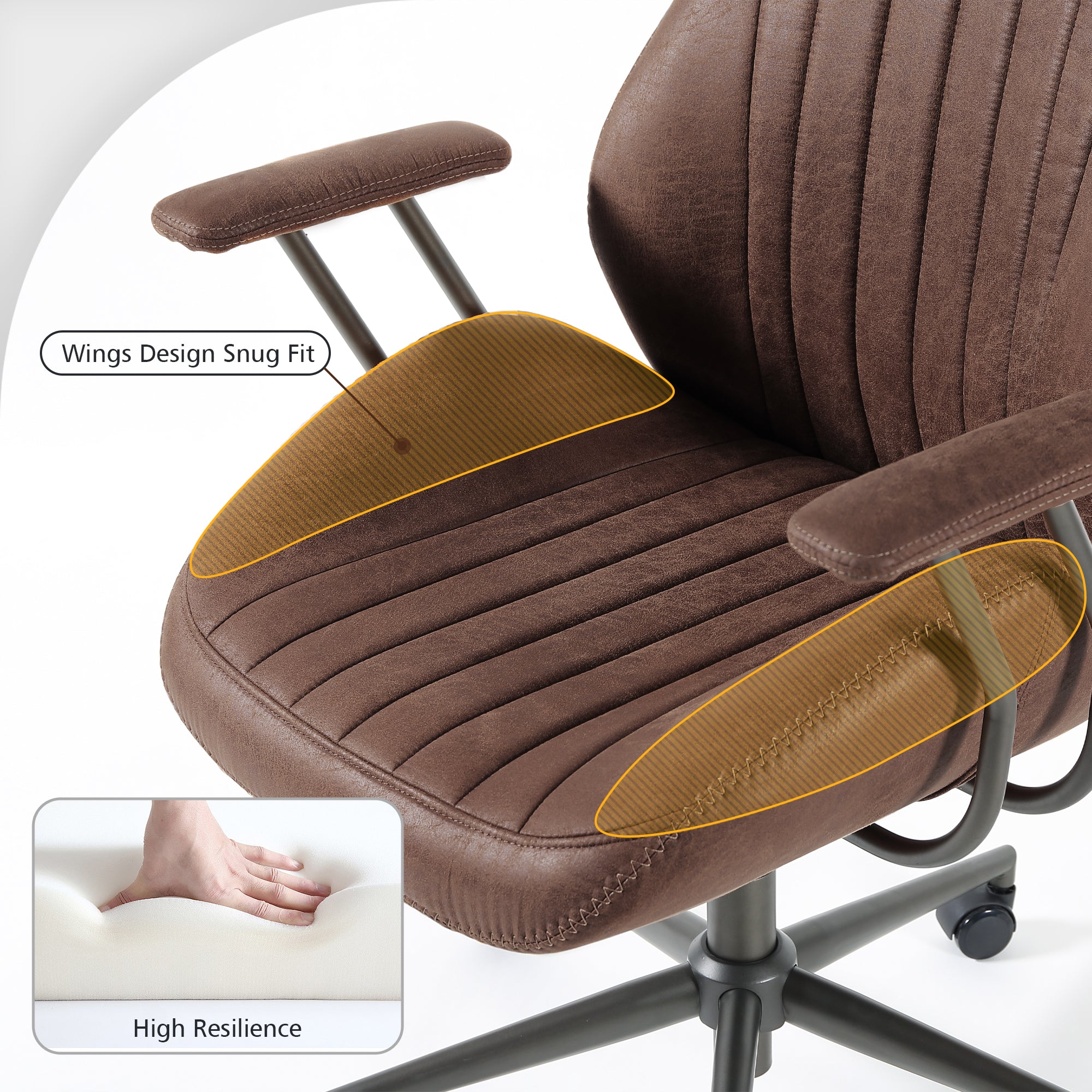 Ovios Office Chair Ergonomic High Back Suede Fabric for Executive or Home Office