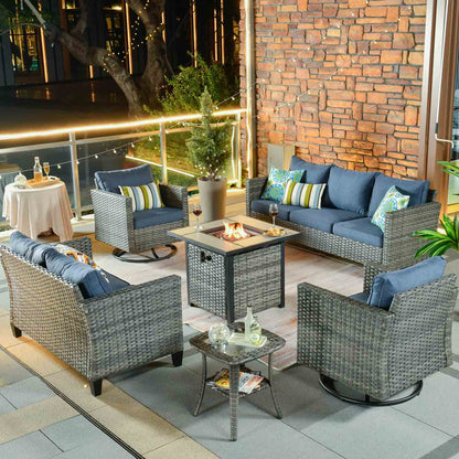 Patio Vultros 6-Piece Set With Swivel Chair Lover seat and 30&