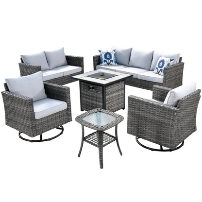 Patio Vultros 6-Piece Set With Swivel Chair Lover seat and 30&