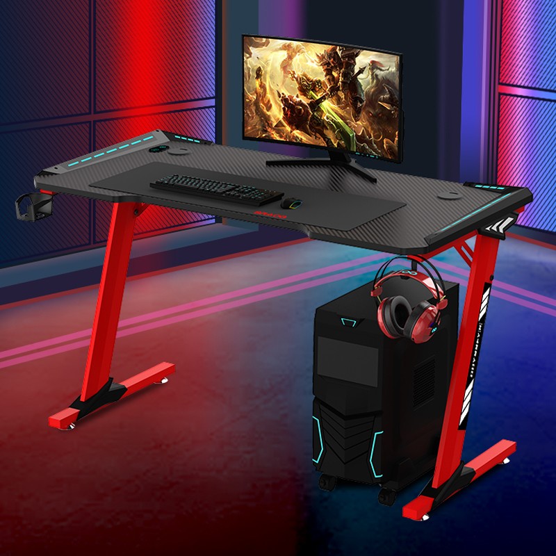 Gaming Desk Computer Table with RGB Lighting, Cup Holder and Headphone Hook - Odyssey8