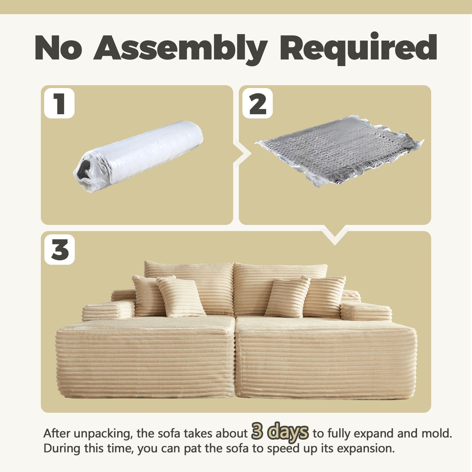 81&quot; Boneless Sofa, Sleeper Couch, No Assembly Required