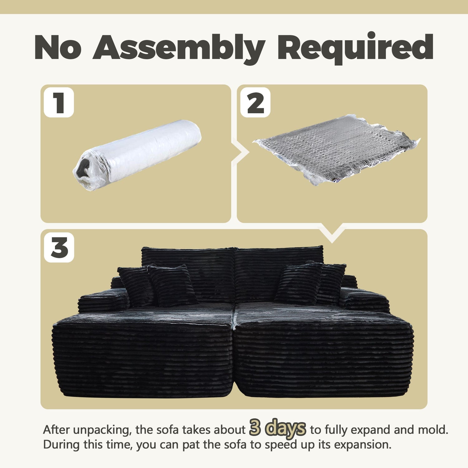 81&quot; Boneless Sofa, Sleeper Couch, No Assembly Required