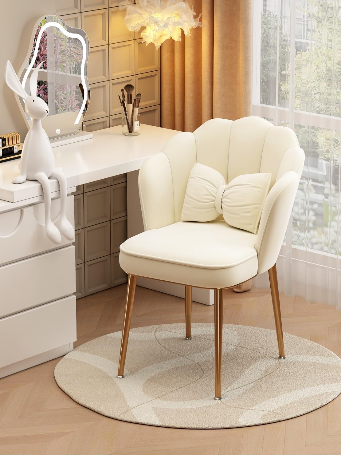 Dressing Chair, Makeup Chair, Vanity Stool with cushion Makeup Room for Women Girls