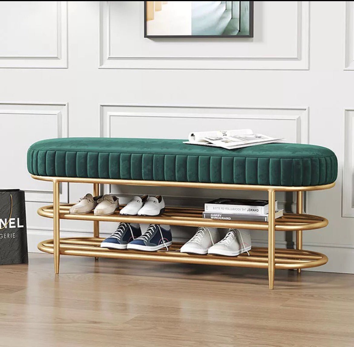Bench Footstool with shoes shelves
