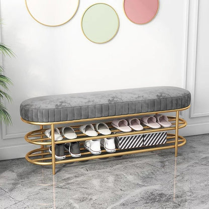 Bench Footstool with shoes shelves