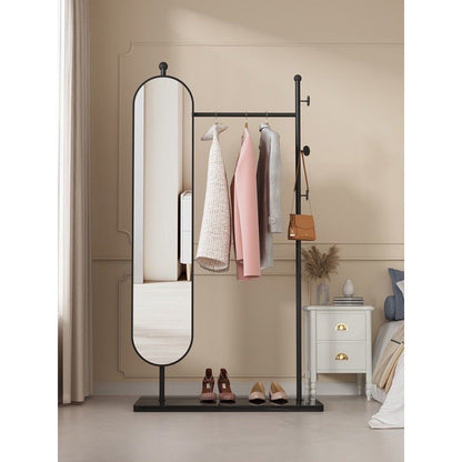 Clothes rack with oval full length Mirror
