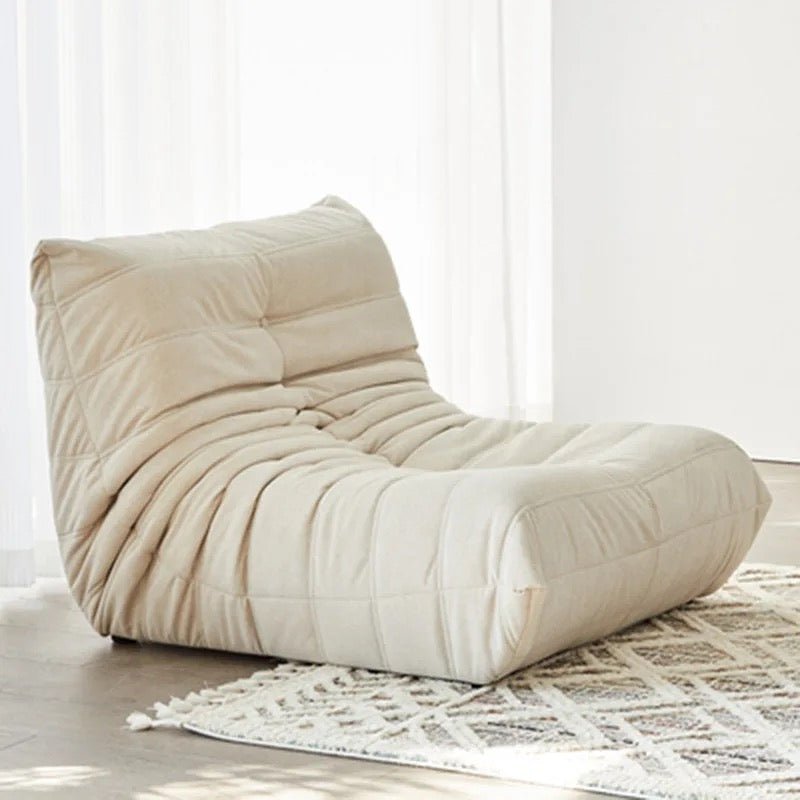 Modern Large White Velvet Lazy Chair