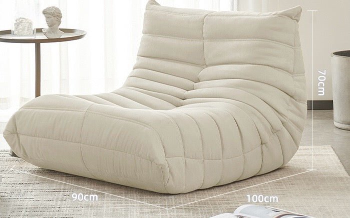 Modern Large White Velvet Lazy Chair