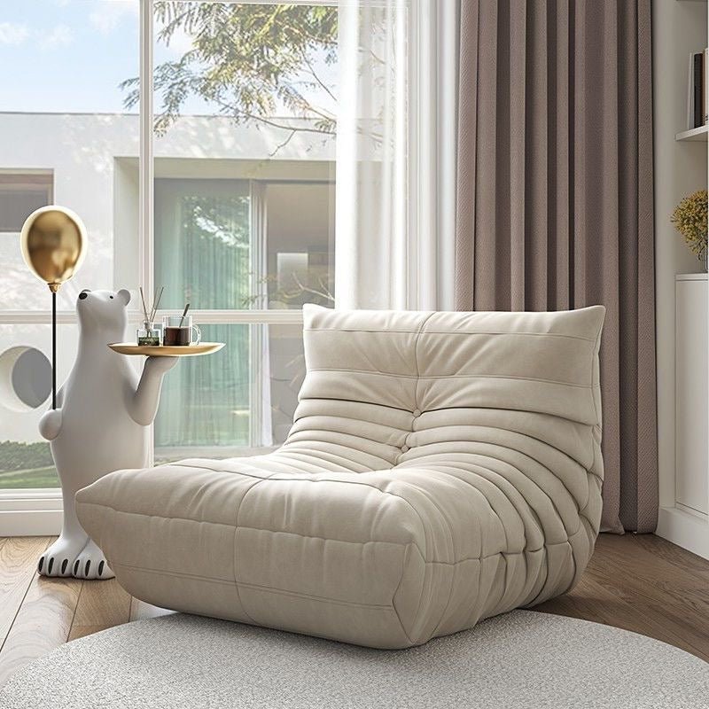 Modern Large White Velvet Lazy Chair