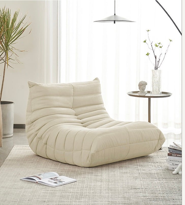 Modern Large White Velvet Lazy Chair